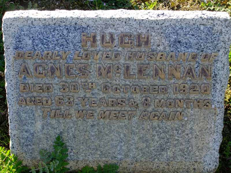 Photo of headstones/Hugh McLennan (d1920) hdstn Leongatha